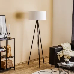 Gulvlampe Corralee i sort og hvid^BRITOP