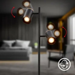 Gulvlampe Duta, sort/lys træ, højde 160 cm metal/træ^Briloner Best