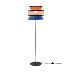 Luce Ambiente Design Gulvlampe Gazebo, orange/blå/natur, 147 cm, stof/rattan