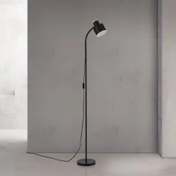 ORION Gulvlampe Gili, sort mat, stål, højde 150 cm, E27