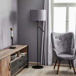 Gulvlampe Hotel Plus - grå skærm og læselampe^Nowodvorski Lighting Outlet