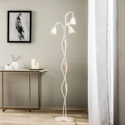 Gulvlampe Lucrezia i elfenben med blomsterlampeskærm^ONLI Discount