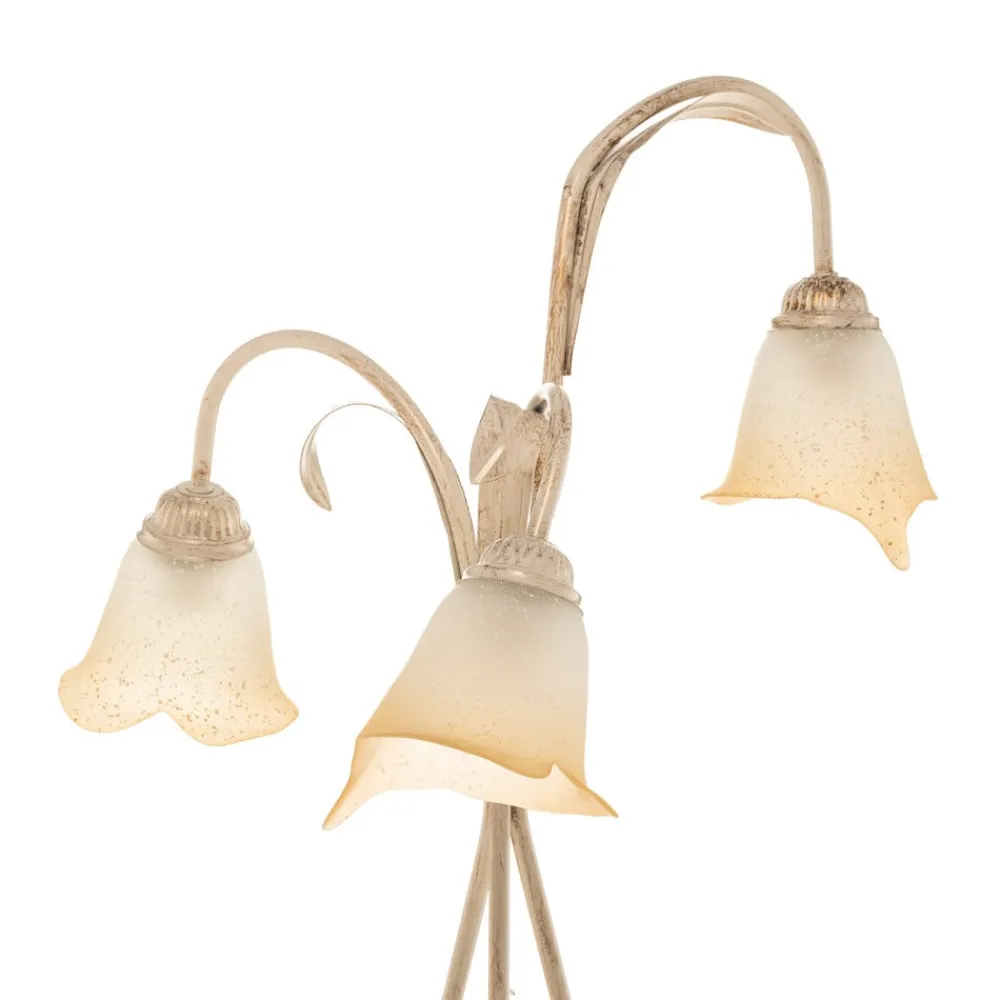 Gulvlampe Lucrezia i elfenben med blomsterlampeskærm^ONLI Discount