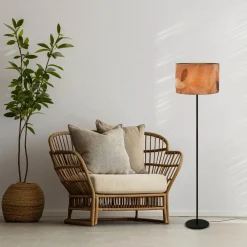 Briloner Gulvlamper|Gulvlamper>Gulvlampe Mata, brun, metal, stof, E27