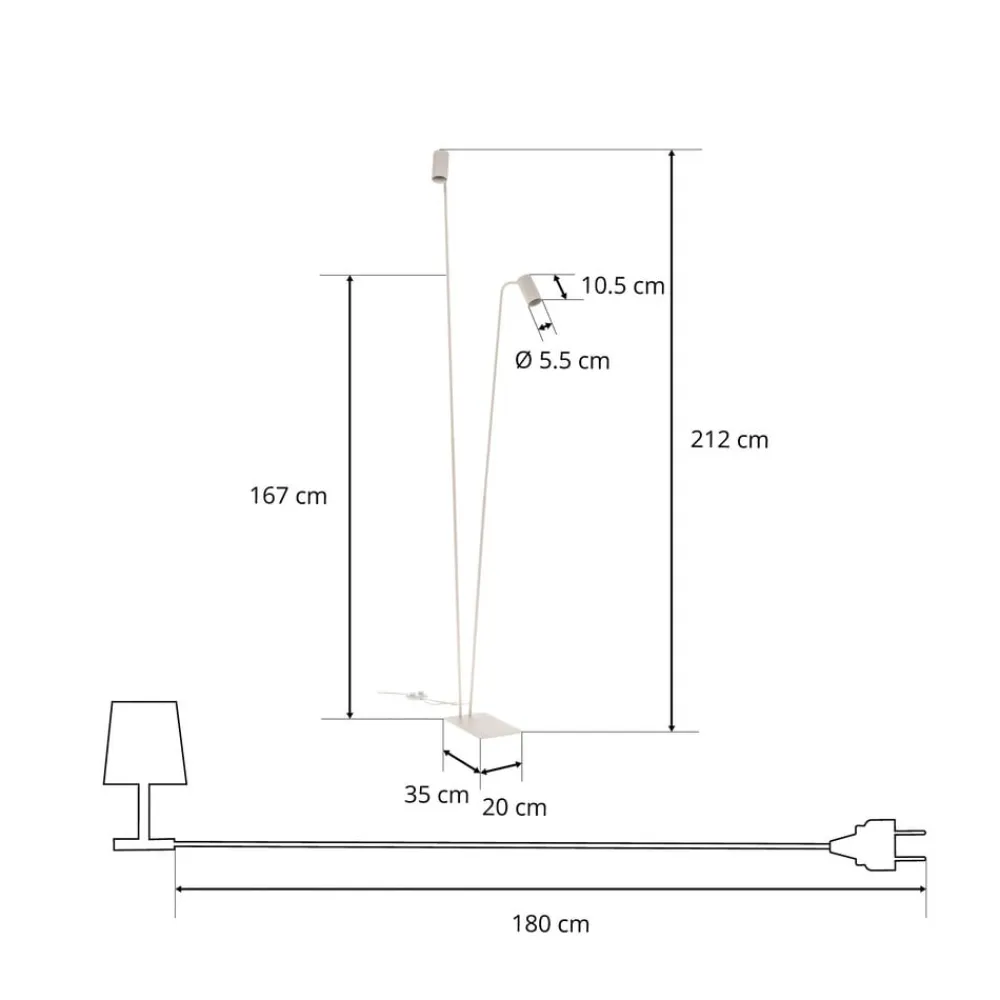 Nowodvorski Lighting Gulvlampe Mono II, 2 lyskilder, hvid