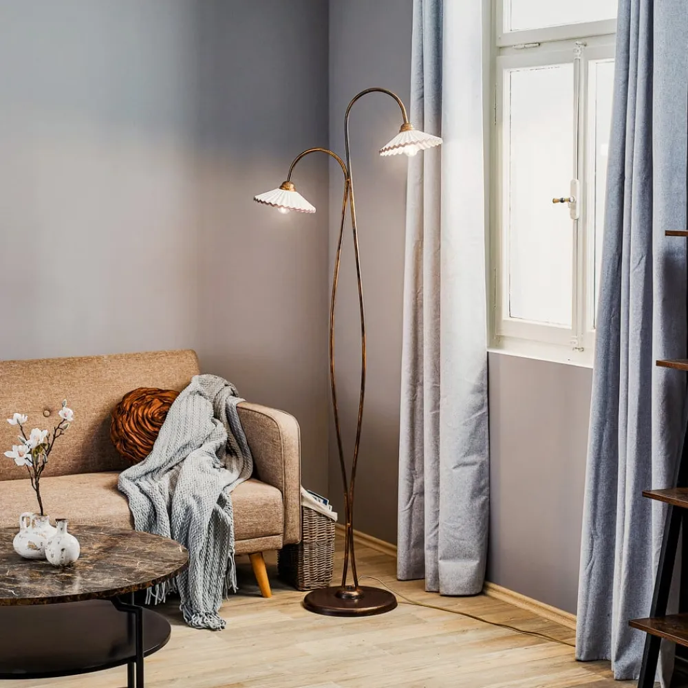 Gulvlampe Rosina med to keramiske skærme^ONLI