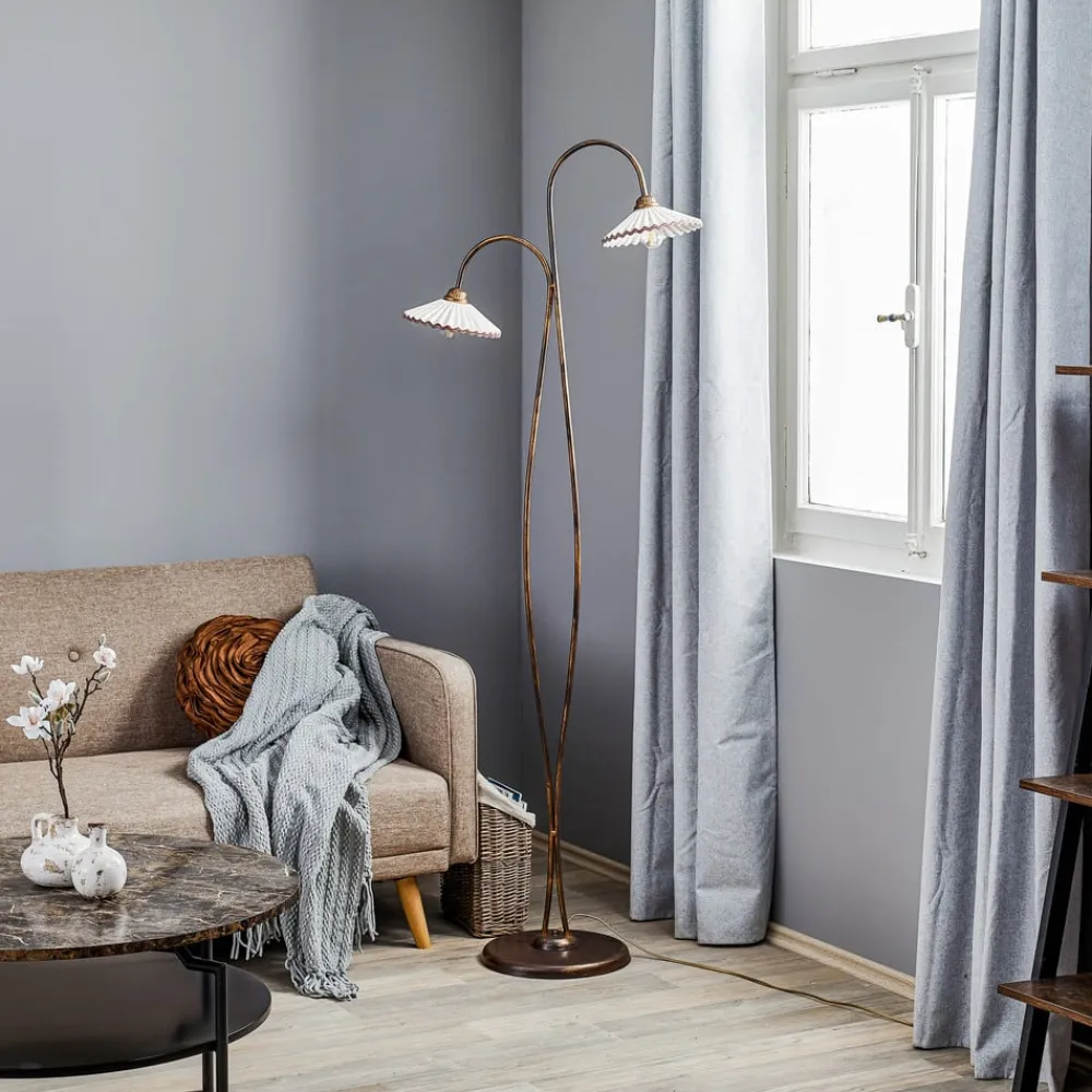 Gulvlampe Rosina med to keramiske skærme^ONLI