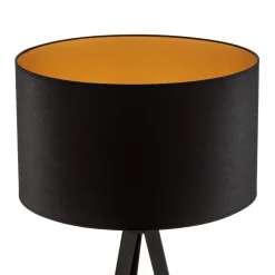 Domiluce Gulvlampe Tago, treben, skærm sort/guld