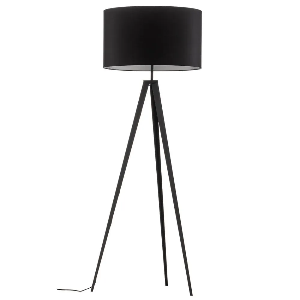 Euluna Gulvlampe Tago, treben, skærm sort/sølv