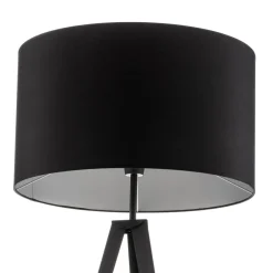 Euluna Gulvlampe Tago, treben, skærm sort/sølv