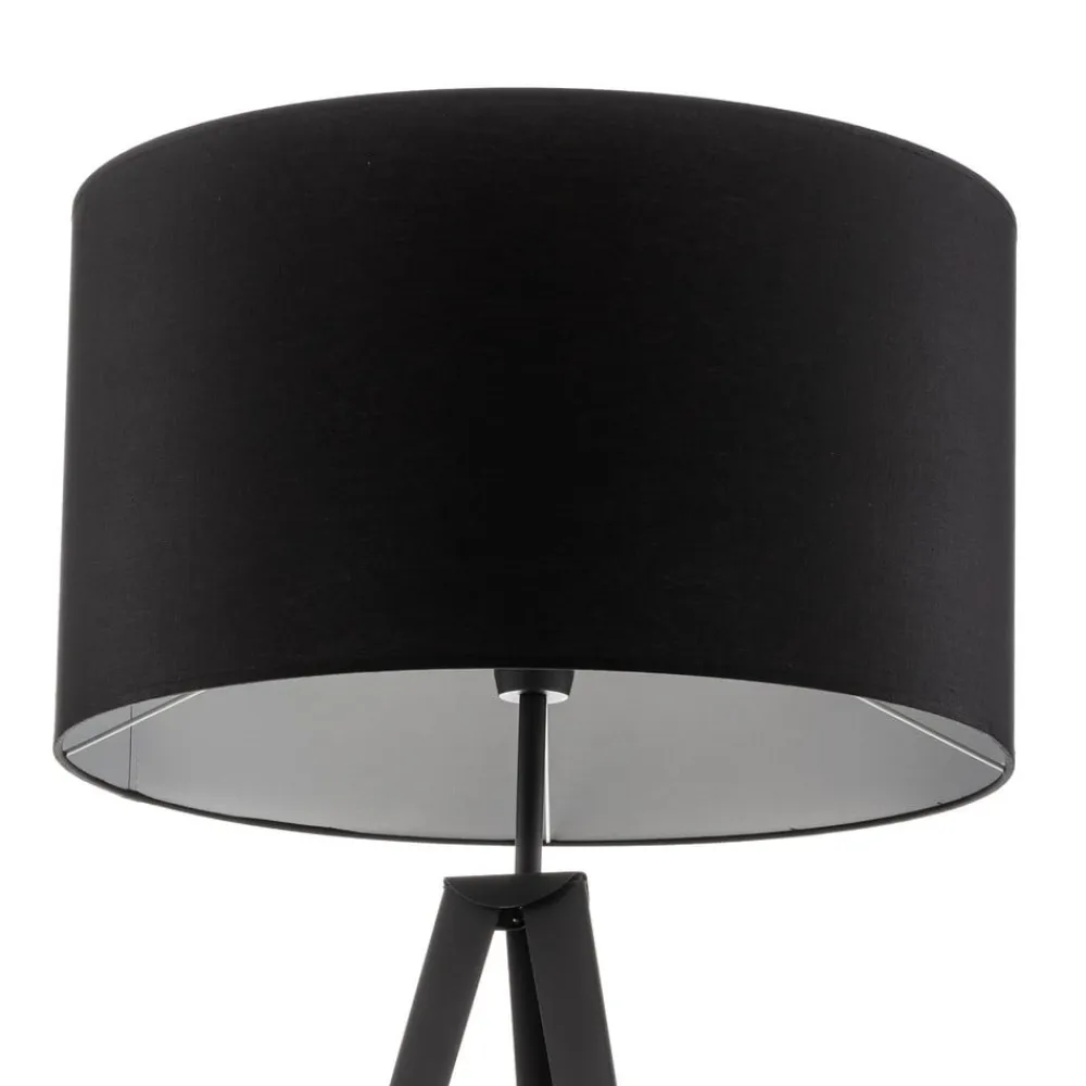 Euluna Gulvlampe Tago, treben, skærm sort/sølv