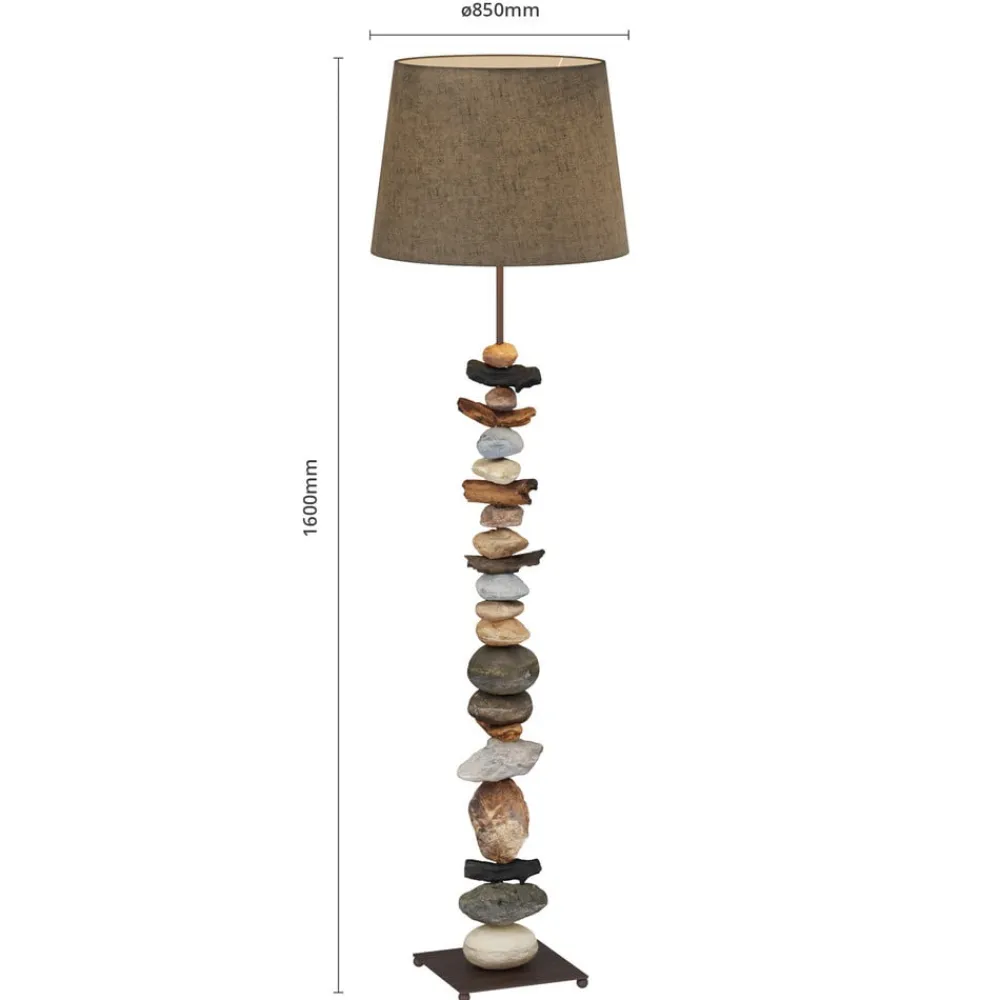 Gulvlampe Vera med stofskærm og sten-dekor^ONLI