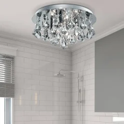 Searchlight Loftlamper>Hanna loftlampe, rund, IP44, 38 cm, krom pyramide