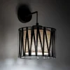 Harmony væglampe, sort, naturlig jute, med afbryder^TK Lighting Sale