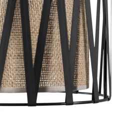 Harmony væglampe, sort, naturlig jute, med afbryder^TK Lighting Sale