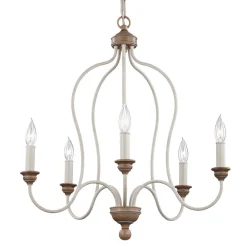 FEISS Hartsville lysekrone, 5 lyskilder, kalkhvid