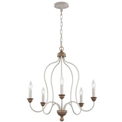 FEISS Hartsville lysekrone, 5 lyskilder, kalkhvid