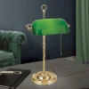 ORION Harvard banklampe med trækafbryder, messing/grøn