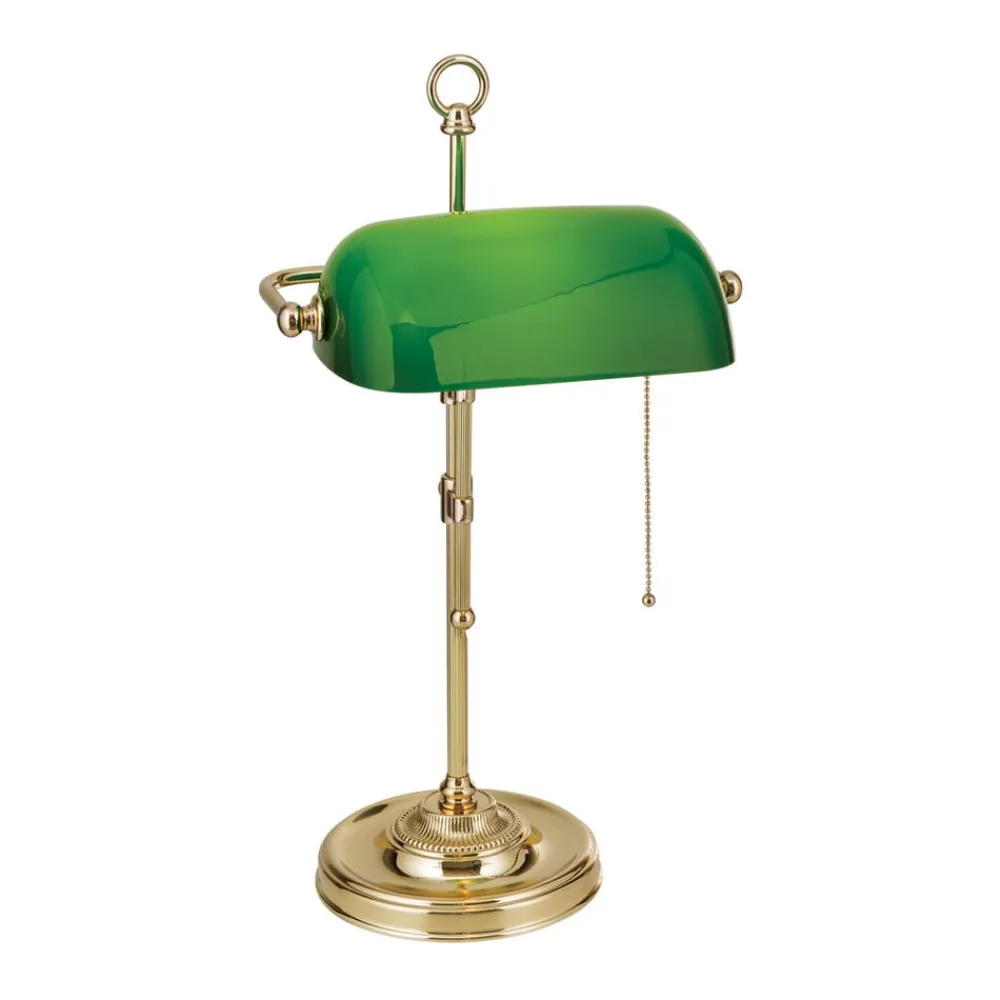 ORION Harvard banklampe med trækafbryder, messing/grøn