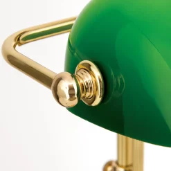 ORION Harvard banklampe med trækafbryder, messing/grøn