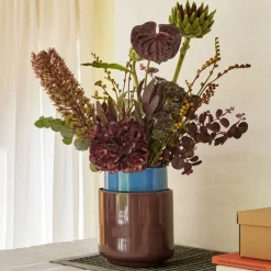 Hübsch Møbel Og Interiør>Deux potter, rødbrun/blå, sæt af 2, stenpulver