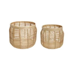 Hübsch Møbel Og Interiør>Luna kurve, sæt med 2, rattan, naturfarvet, Ø 34 & 44cm