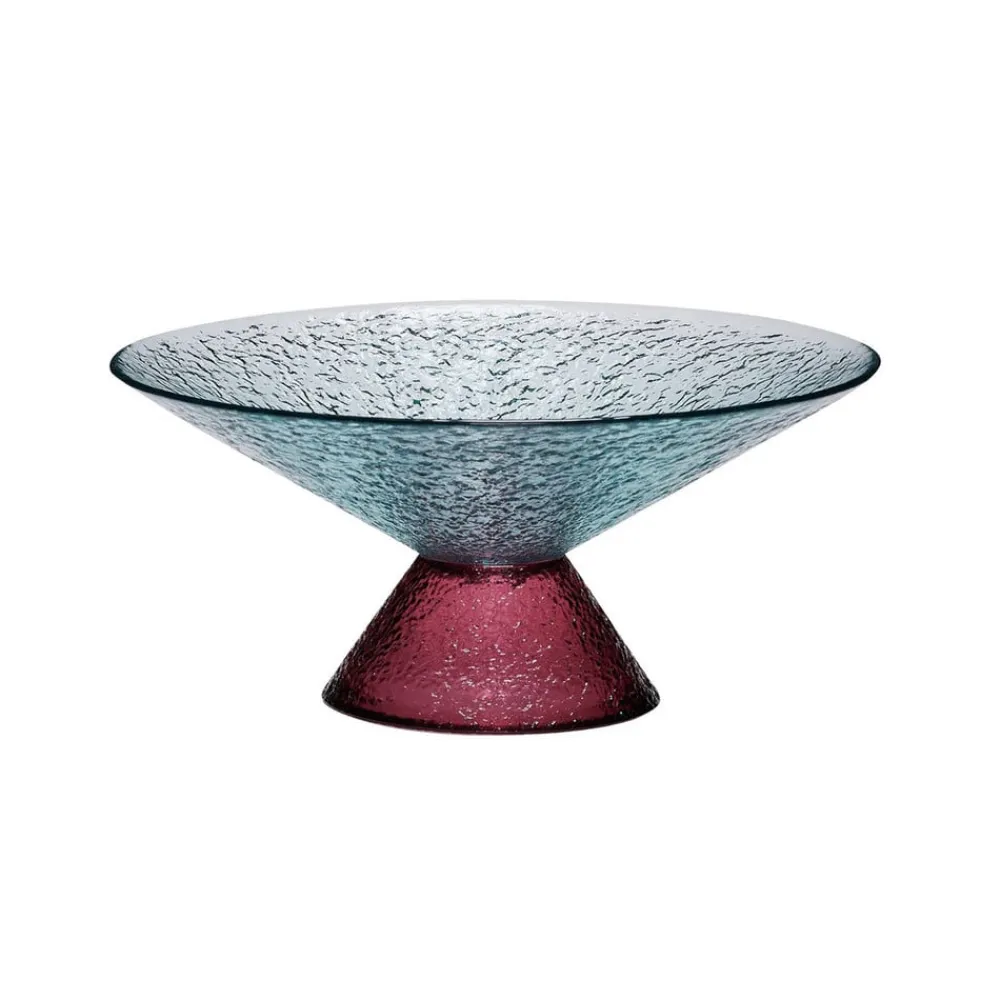 Stor sød glasskål, blå/rød, glas, Ø 25 cm^Hübsch Outlet