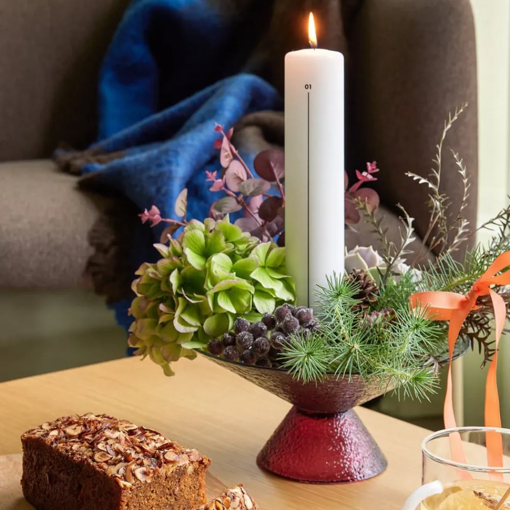 Stor sød glasskål, blå/rød, glas, Ø 25 cm^Hübsch Outlet