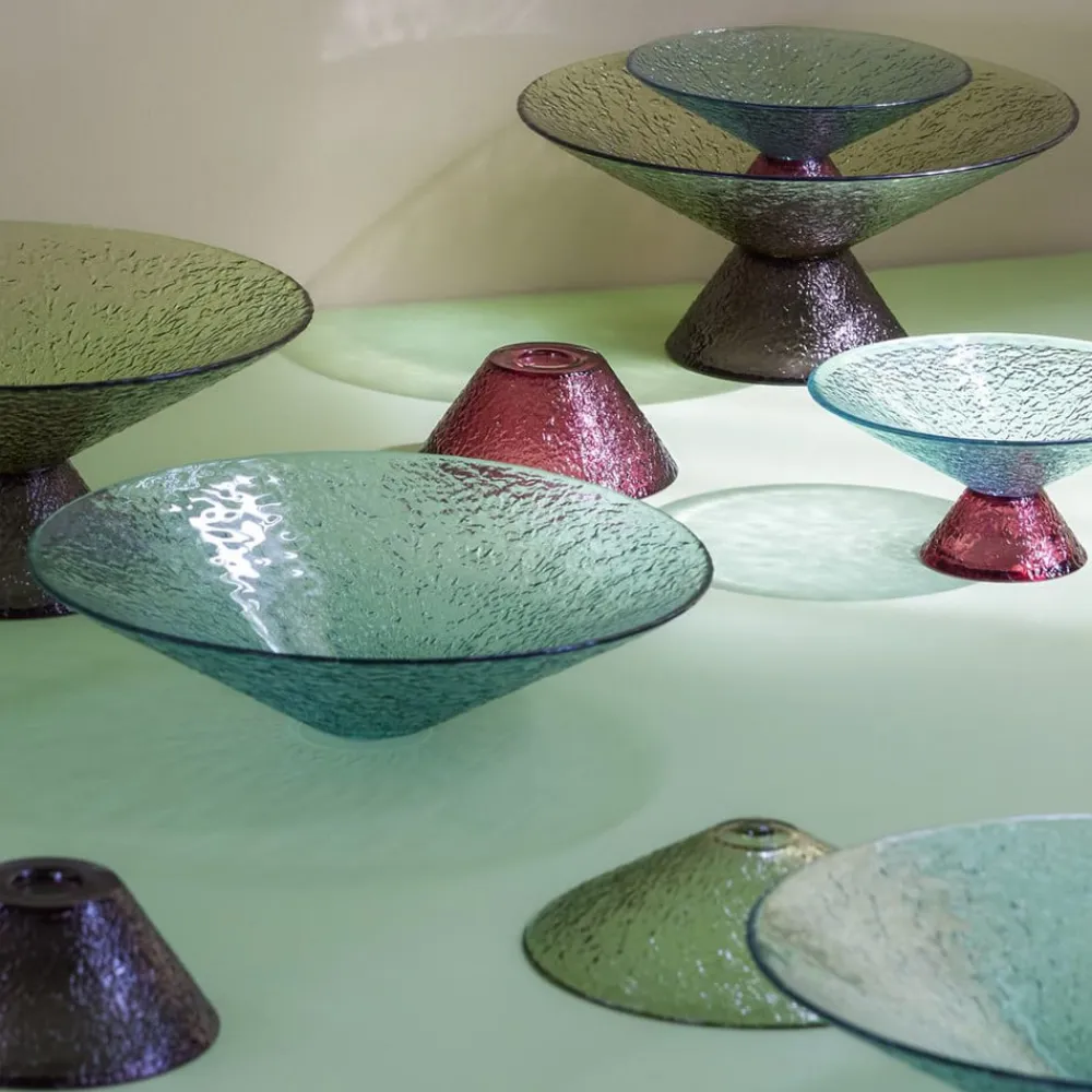 Stor sød glasskål, blå/rød, glas, Ø 25 cm^Hübsch Outlet