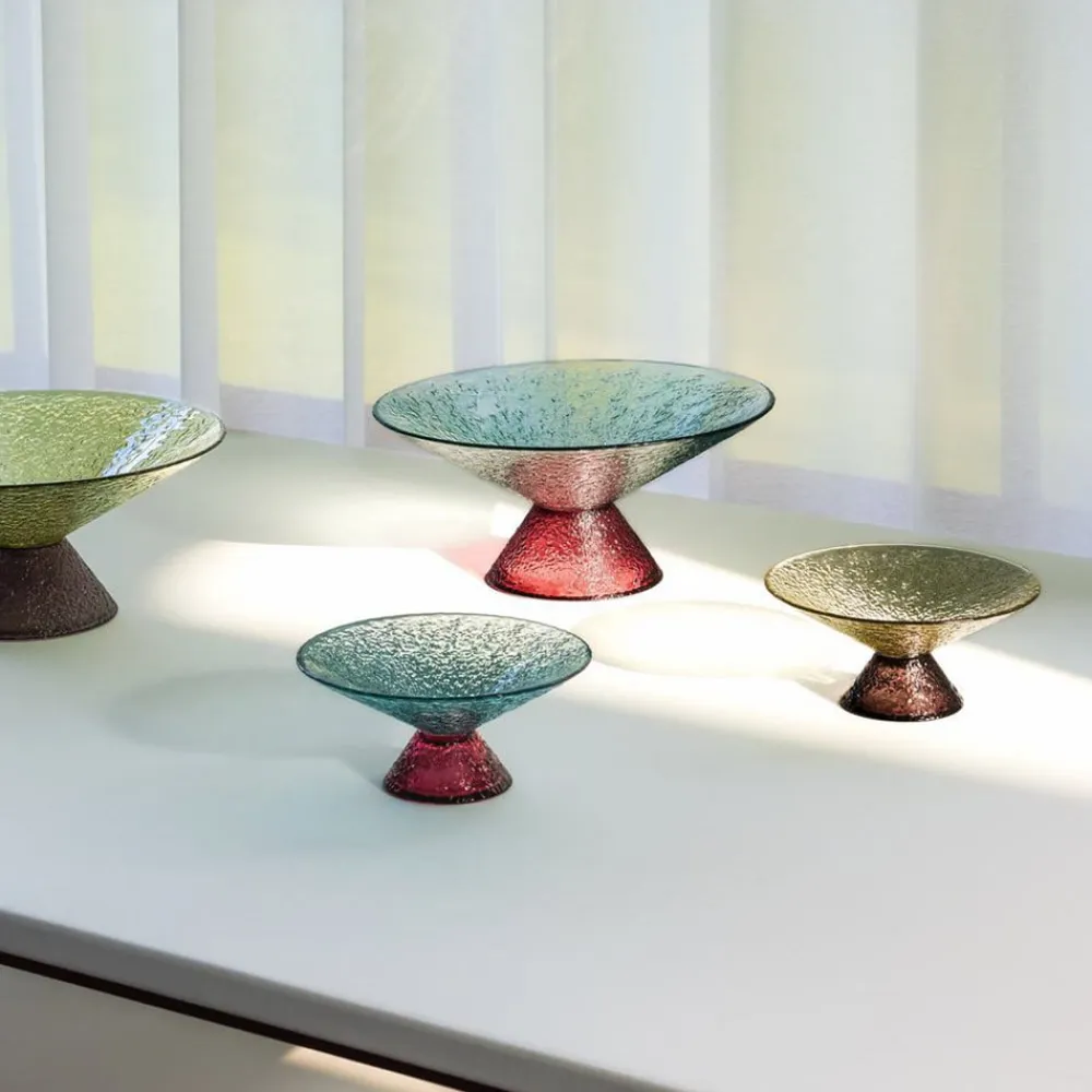 Stor sød glasskål, blå/rød, glas, Ø 25 cm^Hübsch Outlet