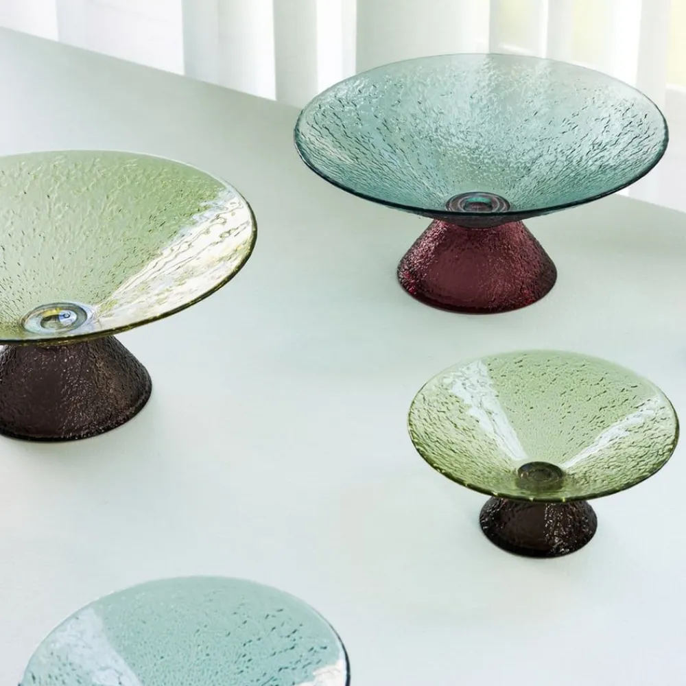 Stor sød glasskål, blå/rød, glas, Ø 25 cm^Hübsch Outlet