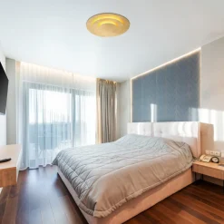 Globo Loftlamper|Loftlamper>Heda LED-loftslampe, Ø 35 cm, guldfarvet, metal