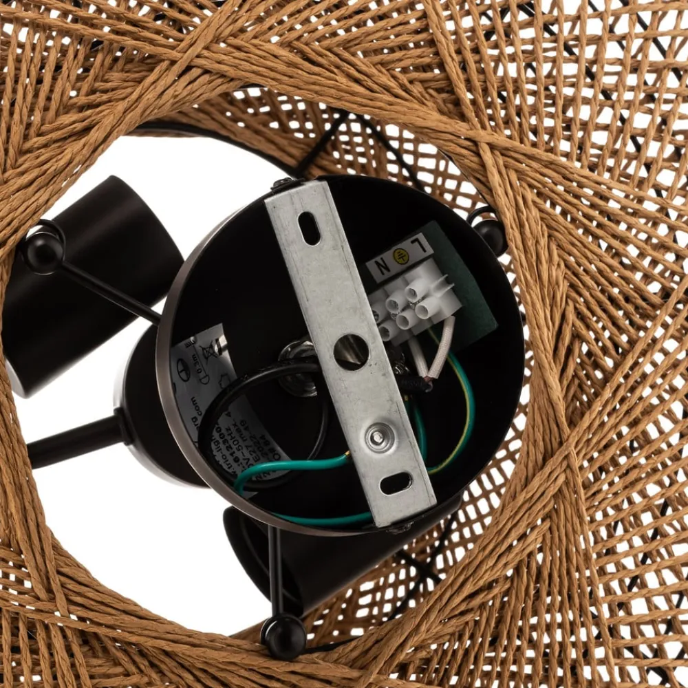 Trio Lighting Hedda loftlampe af sisal og metal