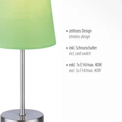 JUST LIGHT. GmbH Bordlamper>Heinrich bordlampe med grøn stofskærm