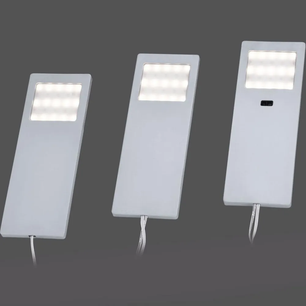 Paul Neuhaus Helena LED-møbellampe, 19 x 7 cm, sæt med 3, sensor, metal