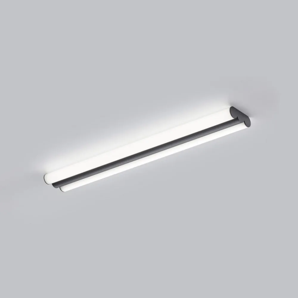 Helestra LED-spejllampe LOOM, længde 60 cm, sort, IP44