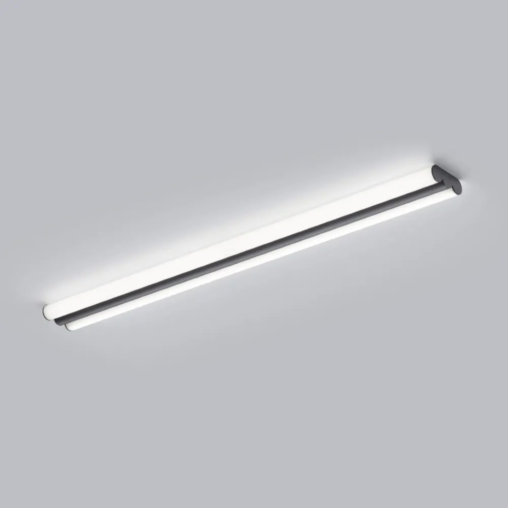 Helestra LED-spejllampe LOOM, længde 120 cm, sort, IP44