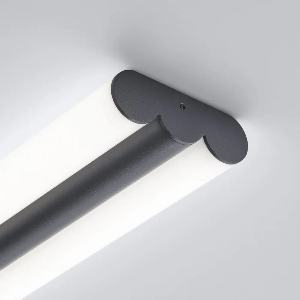 Helestra LED-spejllampe LOOM, længde 120 cm, sort, IP44