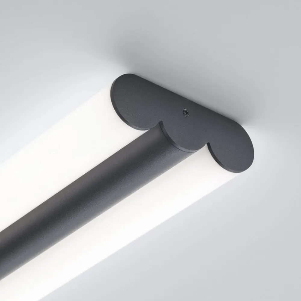 Helestra LED-spejllampe LOOM, længde 90 cm, sort, IP44