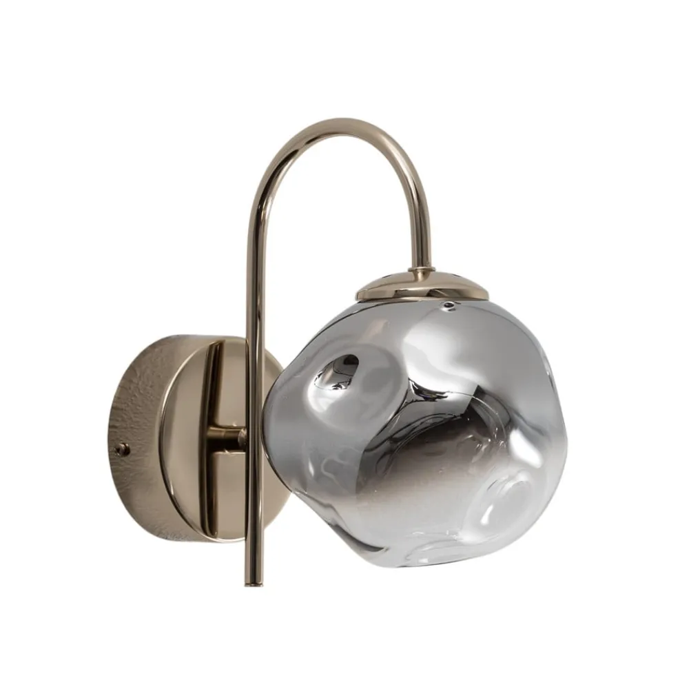 Herman væglampe, guldfarvet, højde 23 cm, glas, jern^Lucea Discount