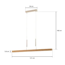 HerzBlut Leonora hængelampe, Down, 121 cm natur eg