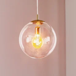 ALDEX Pendellamper>Hængelampe 562, glas klar, kappe/baldakin guld