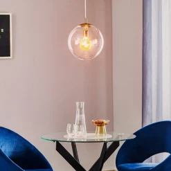 ALDEX Pendellamper>Hængelampe 562, glas klar, kappe/baldakin guld