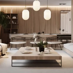 Hængelampe Alias, metal guldfarvet opalglas, 3 lyskilder lang^Eko-Light