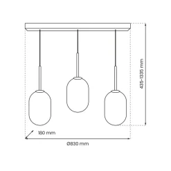 Hængelampe Alias, metal guldfarvet opalglas, 3 lyskilder lang^Eko-Light