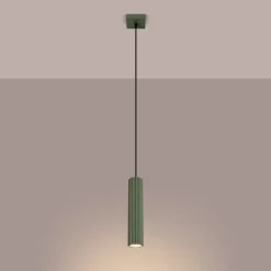 Hængelampe ALORA, olivengrøn, Ø 8 cm, metal, GU10^SOLLUX LIGHTING Online