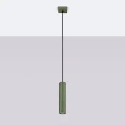 Hængelampe ALORA, olivengrøn, Ø 8 cm, metal, GU10^SOLLUX LIGHTING Online