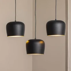 Opviq Pendellamper>Hængelampe Berceste N-1410 sort metal 3 lyskilder lineær