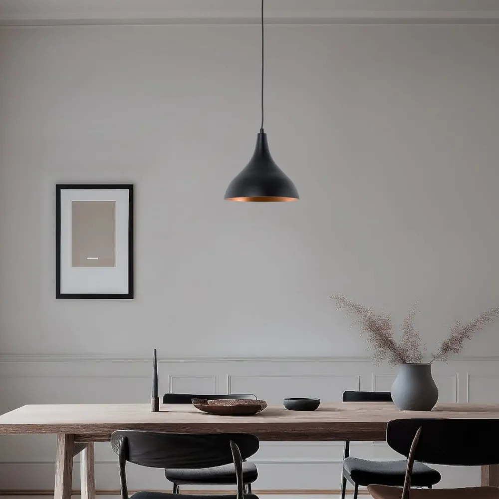 Opviq Gang|Pendellamper>Hængelampe Berceste, sort/kobber, Ø 22 cm, jern