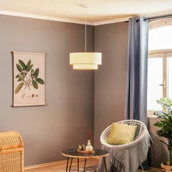 Duolla Hængelampe Boho, dobbelt skærm, beige